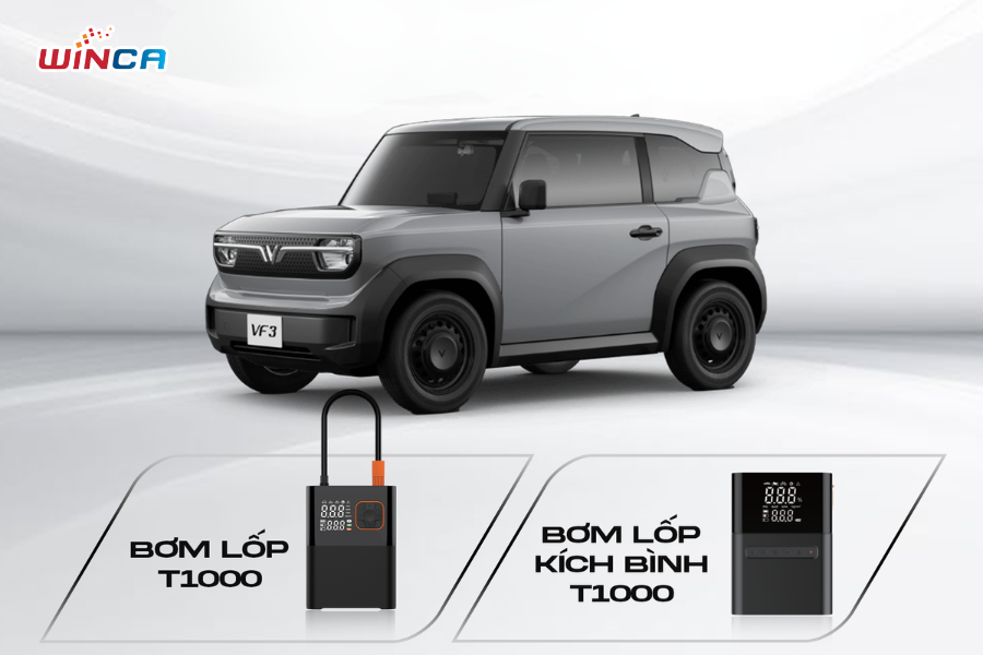 Bộ đôi máy bơm khí T1000/T2000 nhỏ gọn, bơm lốp nhanh chóng