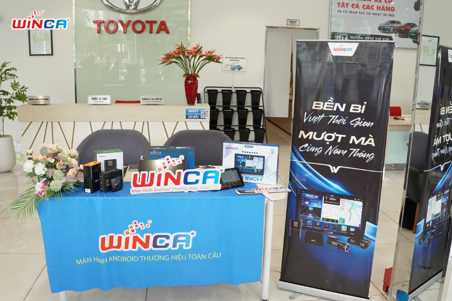 Booth trưng bày sản phẩm của Winca tại Toyota Hiroshima Tân Cảng-HT