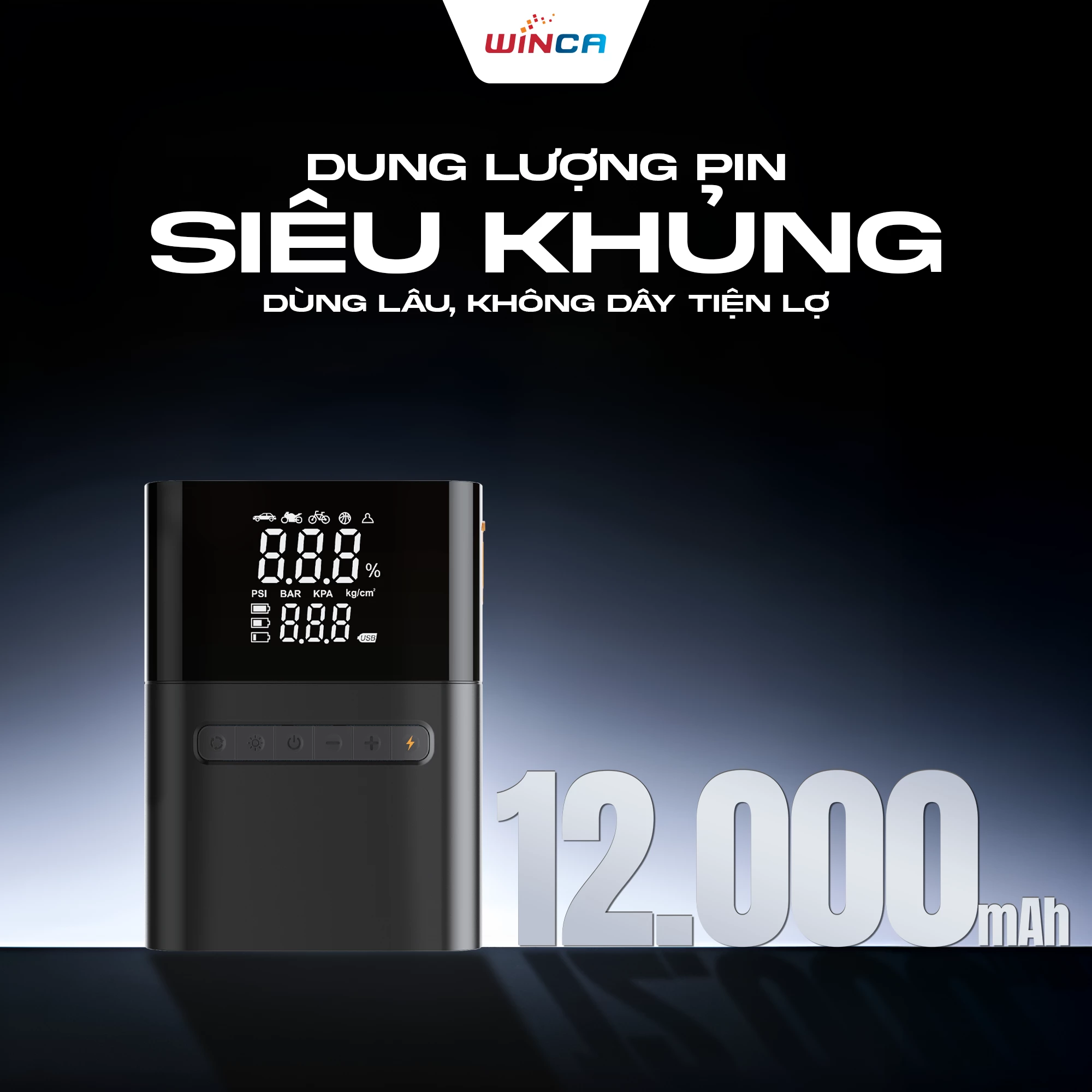 PIN DUNG LƯỢNG KHỦNG 12000mAh - DÙNG LÂU, KHÔNG DÂY TIỆN LỢI